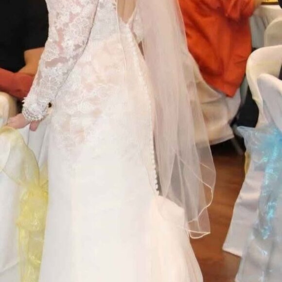 Beaded Lace Plunge Neckline wedding dress - Picture 4 of 6